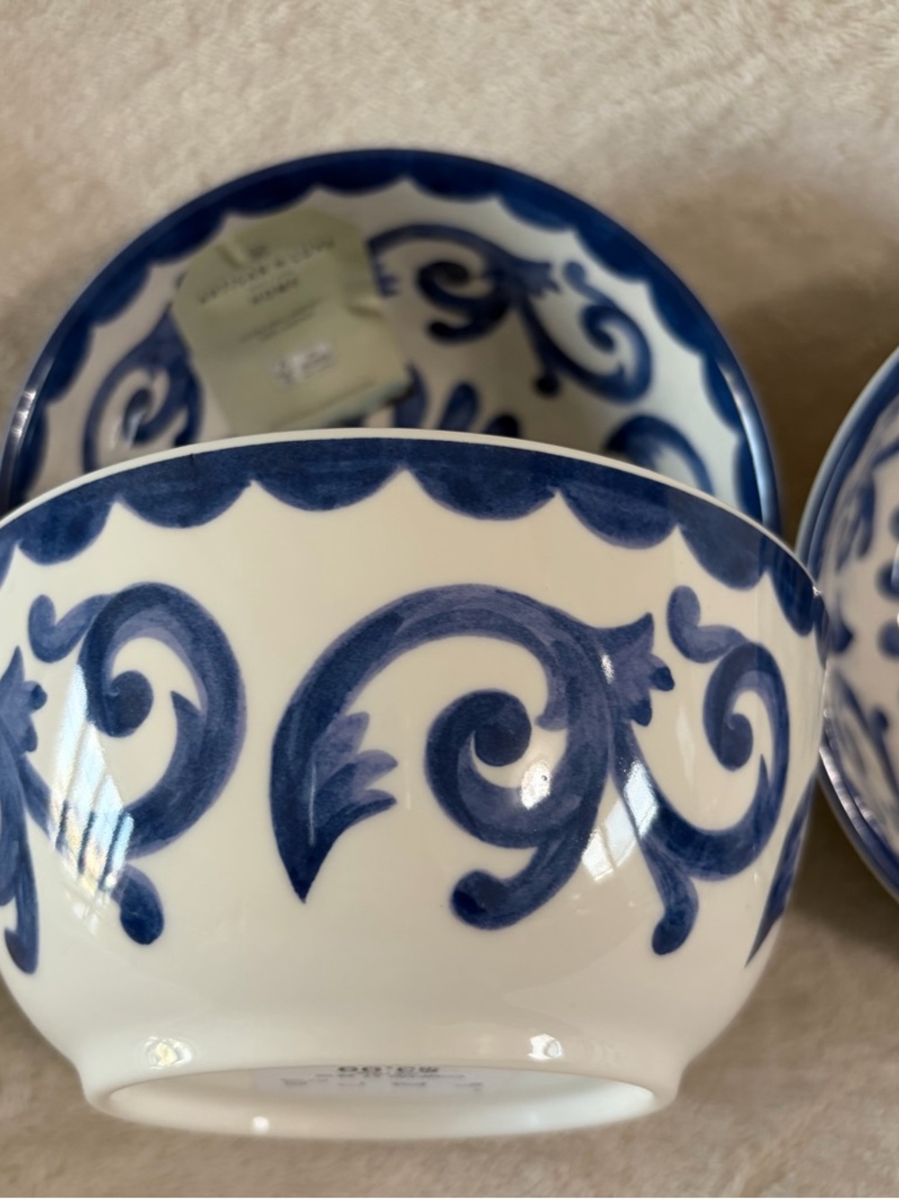 NWT Artisan de Luxe Home Blue Rose Scroll Melamine Bowls Set of 4 - Picture 7 of 7